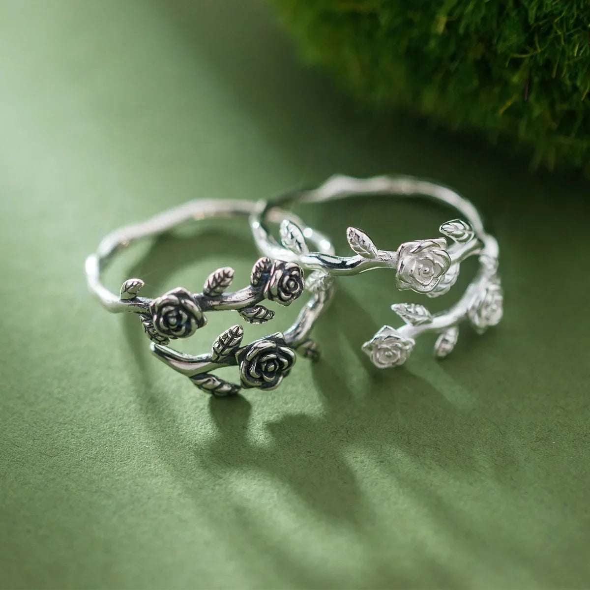 Sterling Silver Adjustable Roses & Branch Ring
