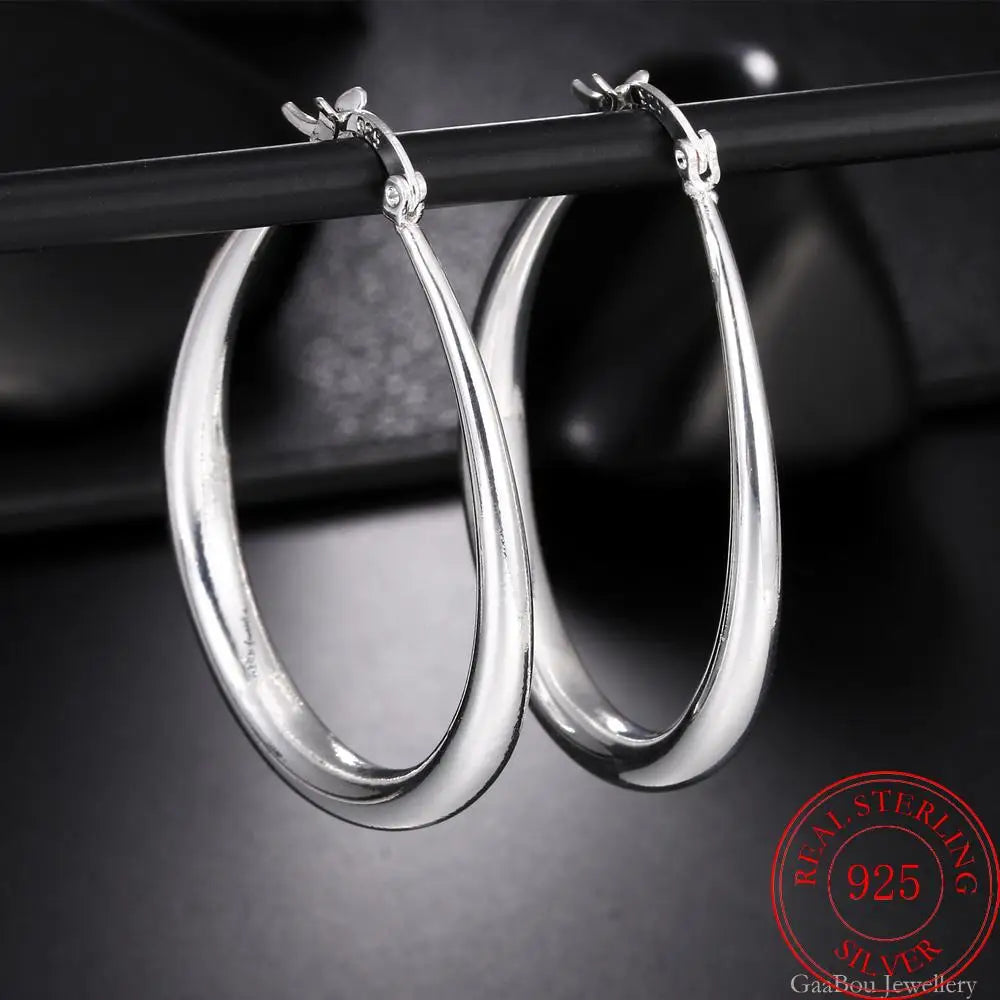 925 Sterling Silver U Shape Small Hoop Earrings For Women Ladies Vintage Luxury Jewelry Accessories Jewellery Argent 925