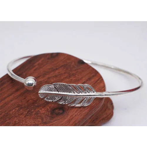 925 Sterling Silver Angel Feather Lucky Arm Cuff Designer Bracelets Bangles For Women Party Jewelry Gifts Jewellery