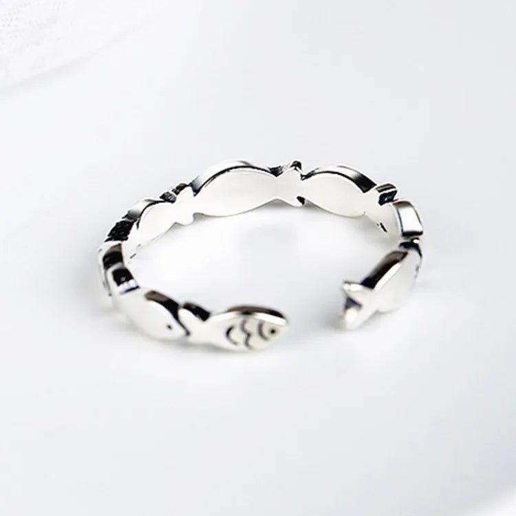 Sterling Silver Adjustable Fish Ring
