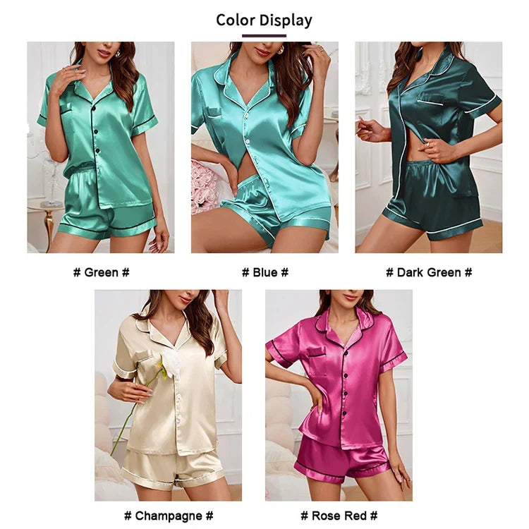 Women's Sleepwear Silk Satin Pajamas Set