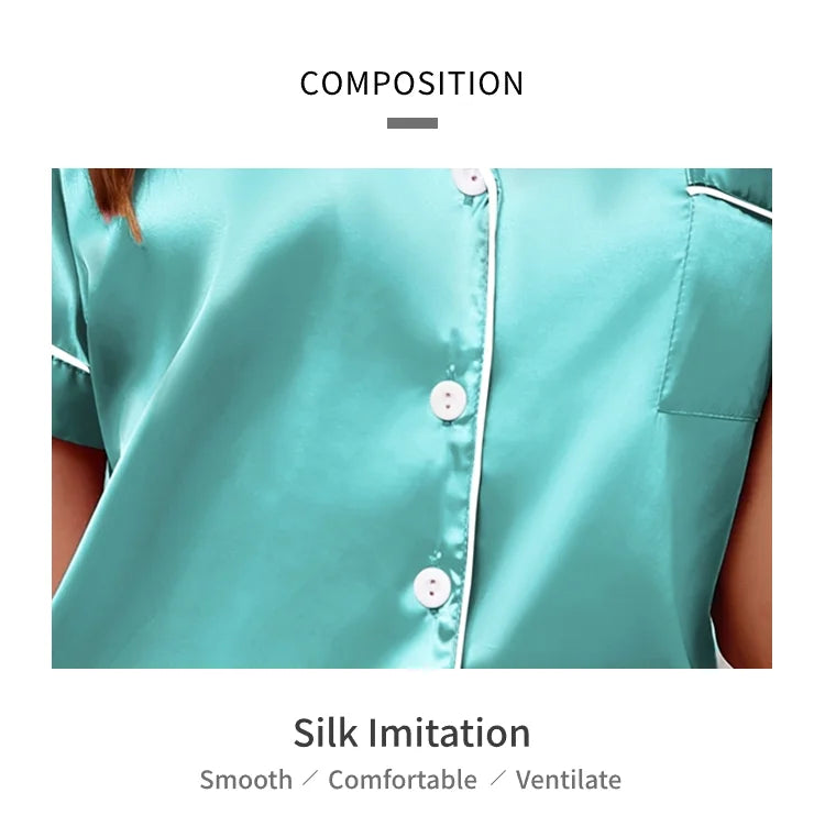 Women's Sleepwear Silk Satin Pajamas Set