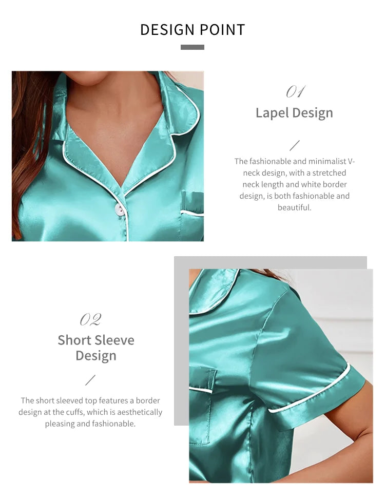 Women's Sleepwear Silk Satin Pajamas Set
