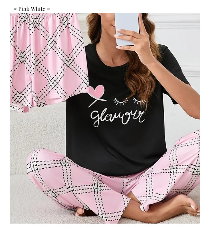 Women's Pajamas 3-Piece Sleepwear Set