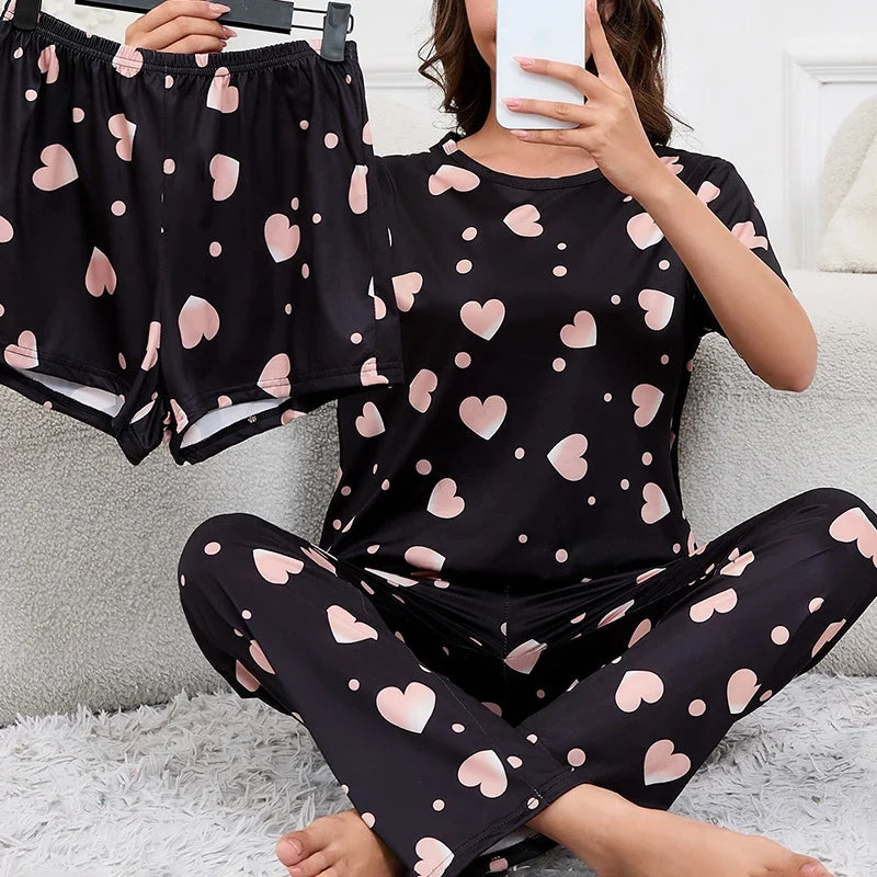 Women's Pajamas 3-Piece Sleepwear Set