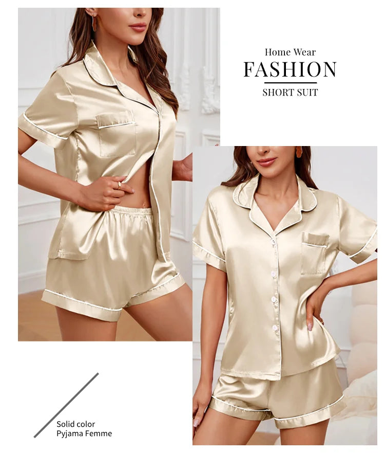 Women's Sleepwear Silk Satin Pajamas Set