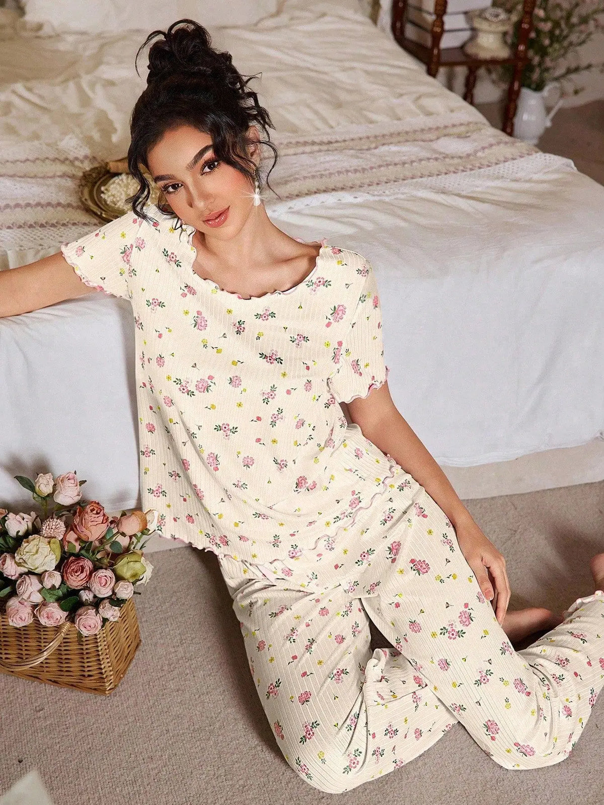 Loungewear Casual Two-piece Pajamas Set