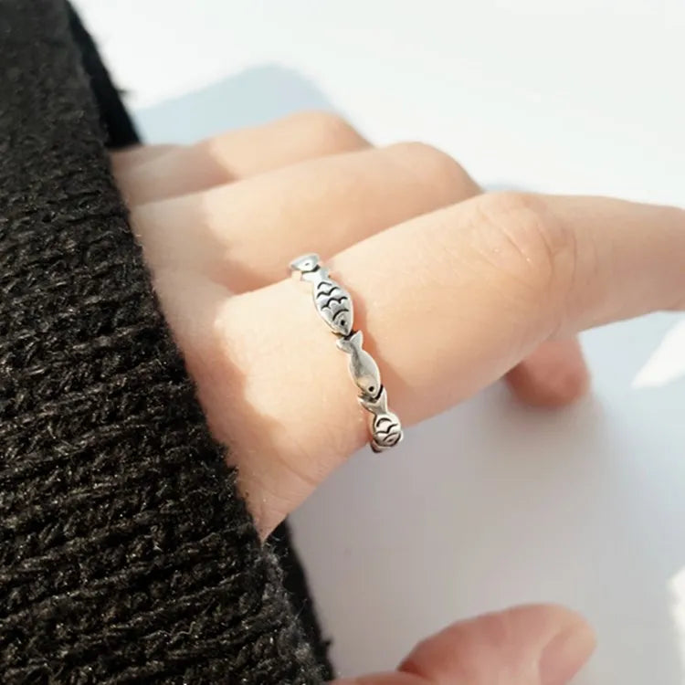 Sterling Silver Adjustable Fish Ring