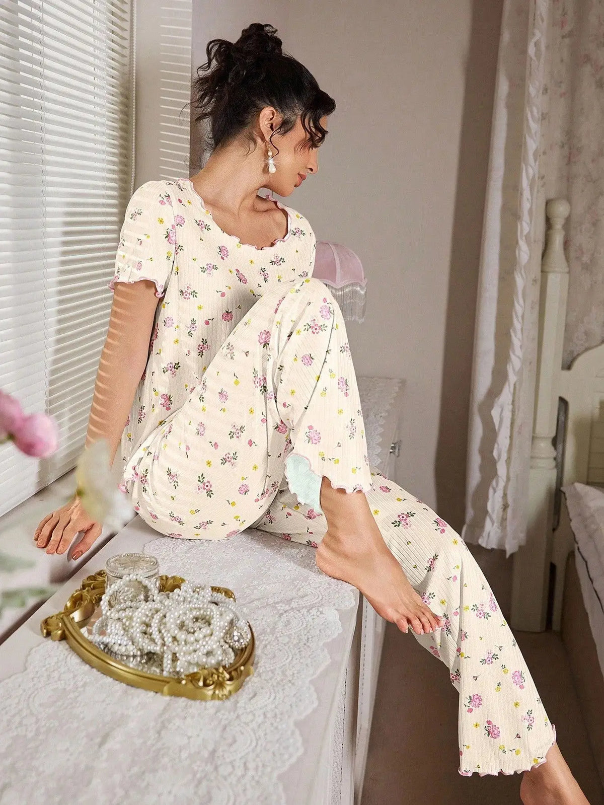 Loungewear Casual Two-piece Pajamas Set