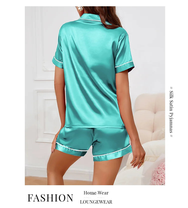 Women's Sleepwear Silk Satin Pajamas Set