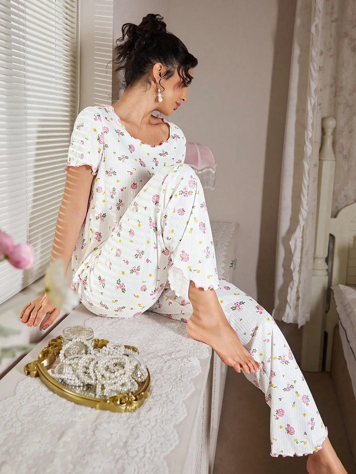 Loungewear Casual Two-piece Pajamas Set