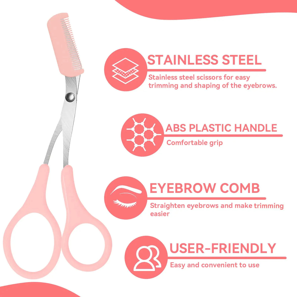 Stainless Steel Eyebrow Scissors With Comb
