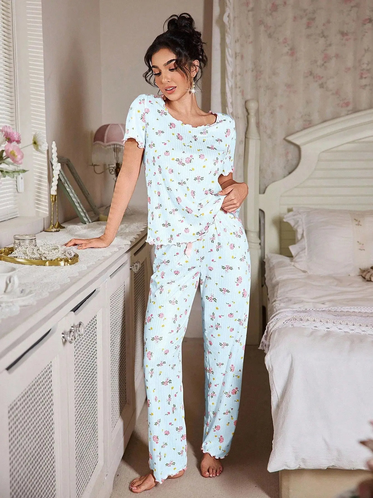 Loungewear Casual Two-piece Pajamas Set