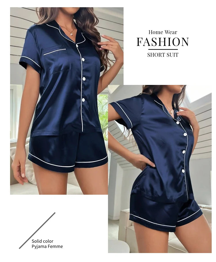Women's Sleepwear Silk Satin Pajamas Set