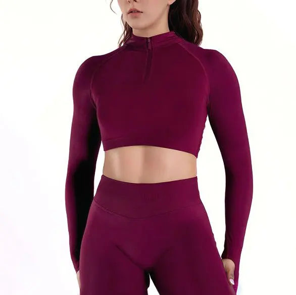 Long Sleeve Crop Top Seamless Quick Dry Shirt