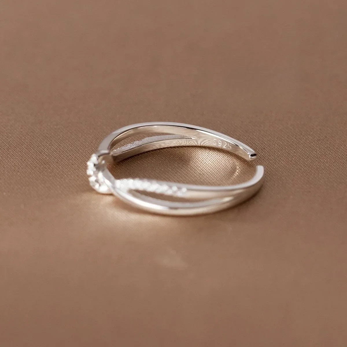 Sterling Silver Cross with Genuine Zircon Ring