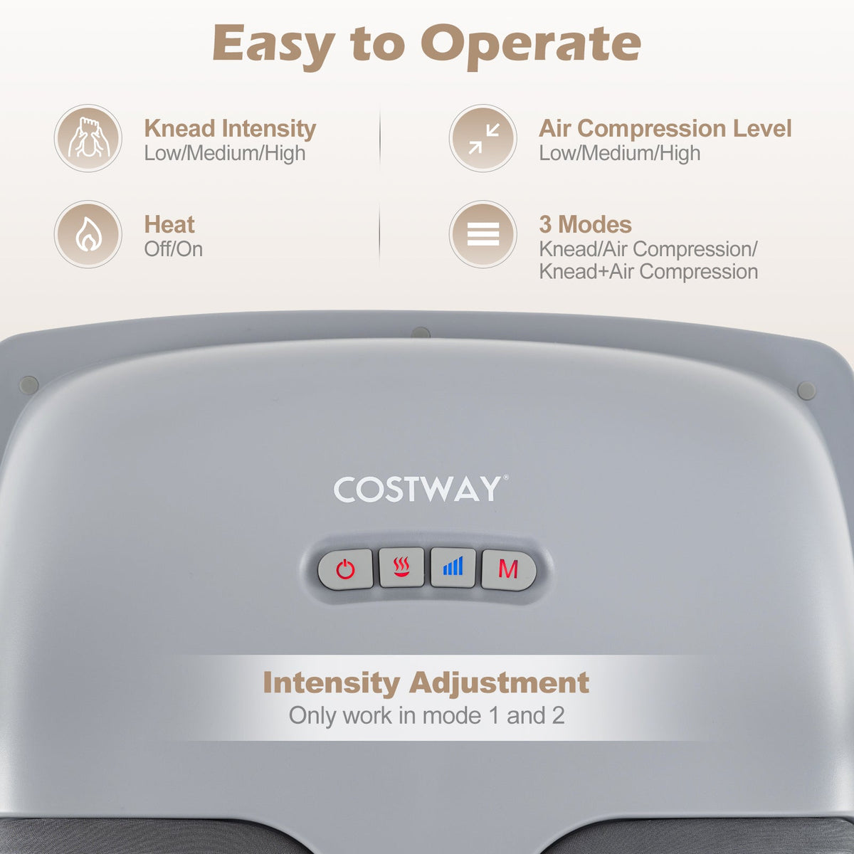Shiatsu Foot Massager with 3-Level Deep Kneading and Air Compression