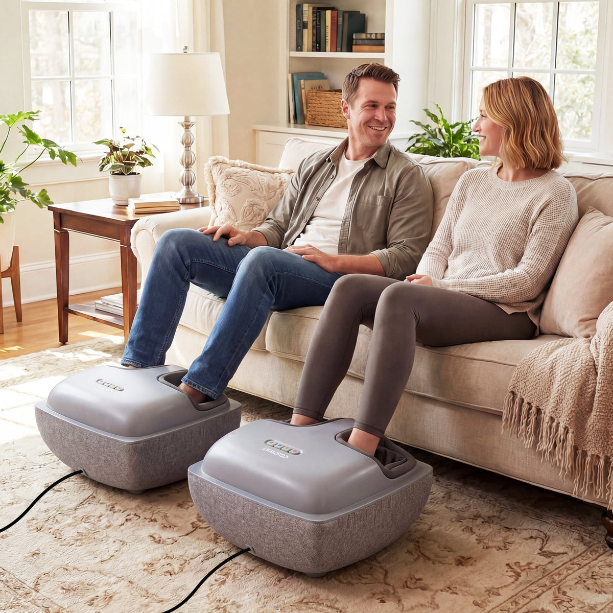 Shiatsu Foot Massager with 3-Level Deep Kneading and Air Compression