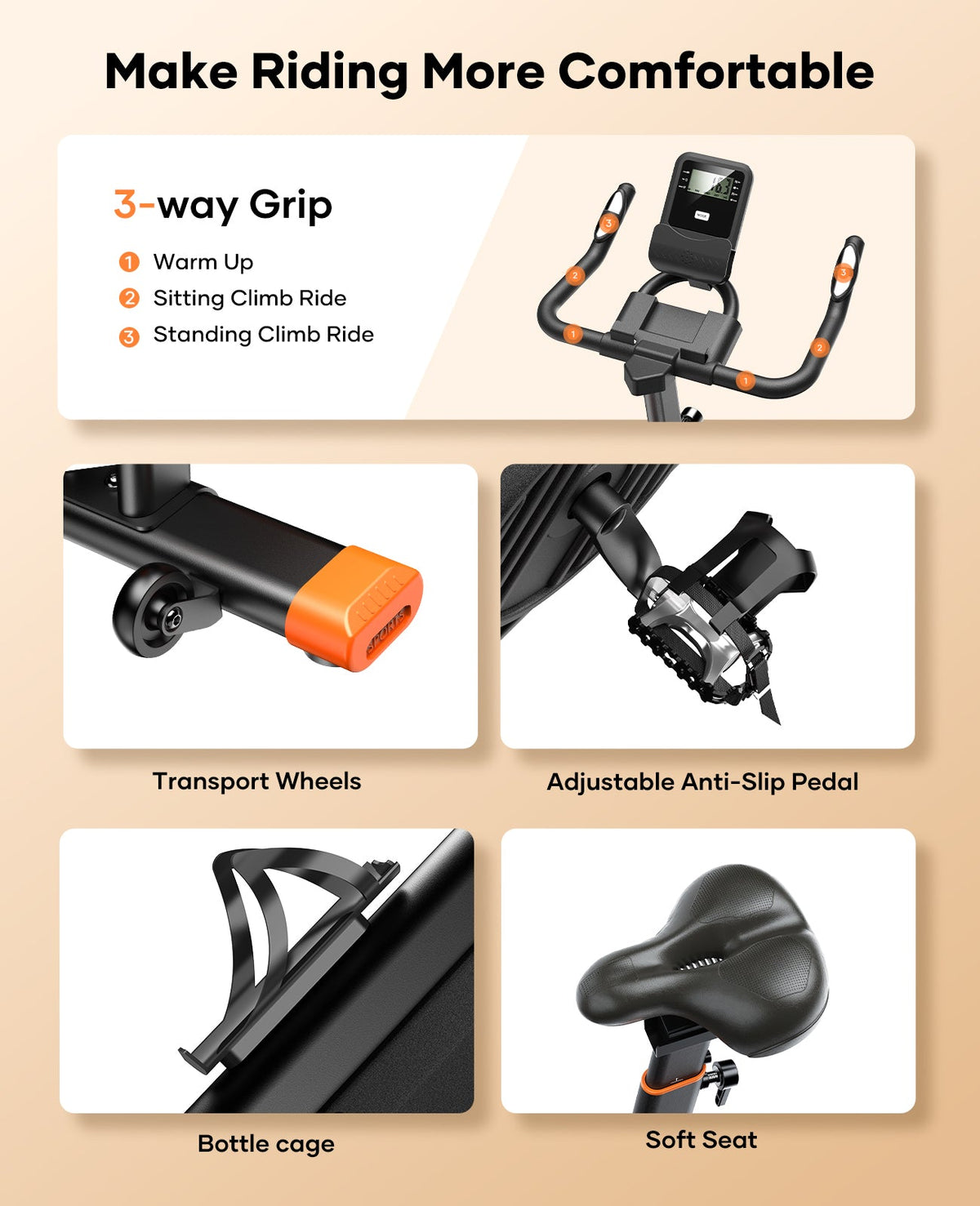 Smart Exercise Bike with Heart Monitor