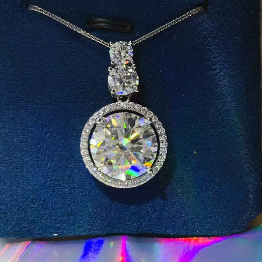 11.5 Carat Moissanite Sterling Silver Pendant Necklace