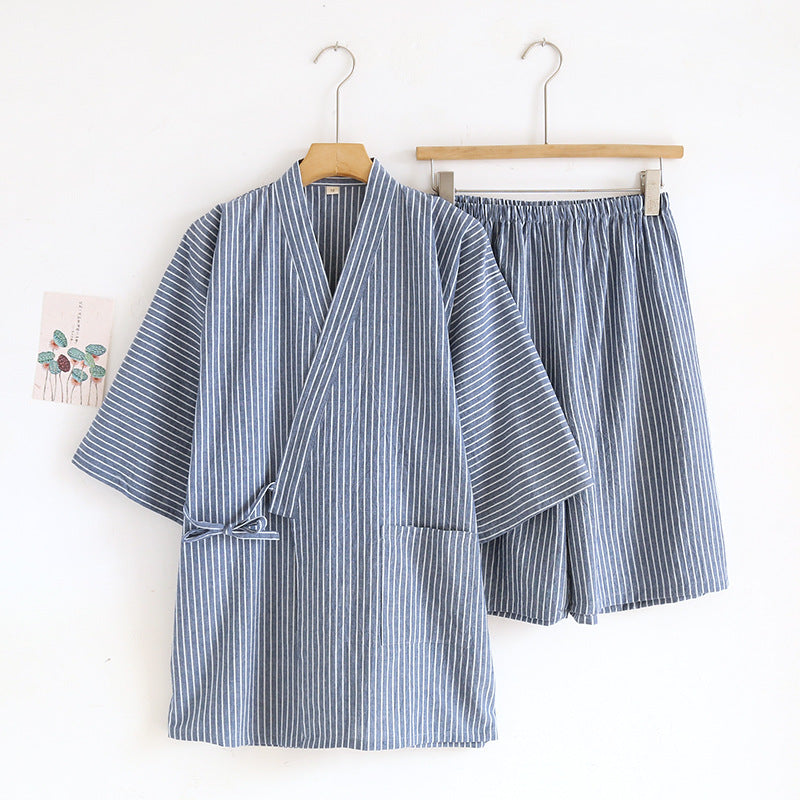 Thin Striped Cotton Washed Unisex Pajamas