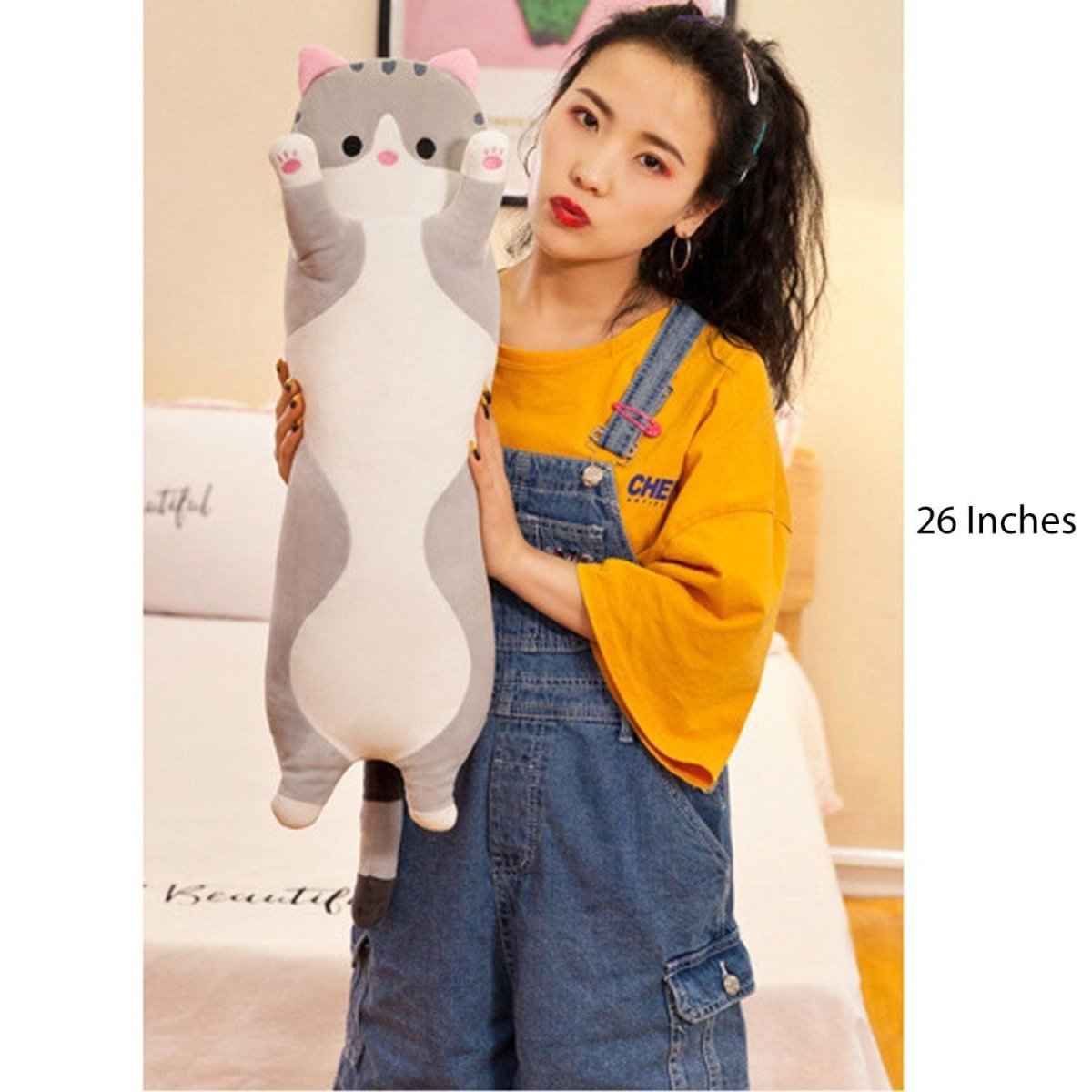 Long Cat Plush Pillow 26 Inch Soft Stuffed Animal