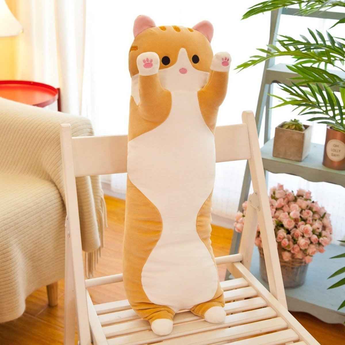 Long Cat Plush Pillow 26 Inch Soft Stuffed Animal
