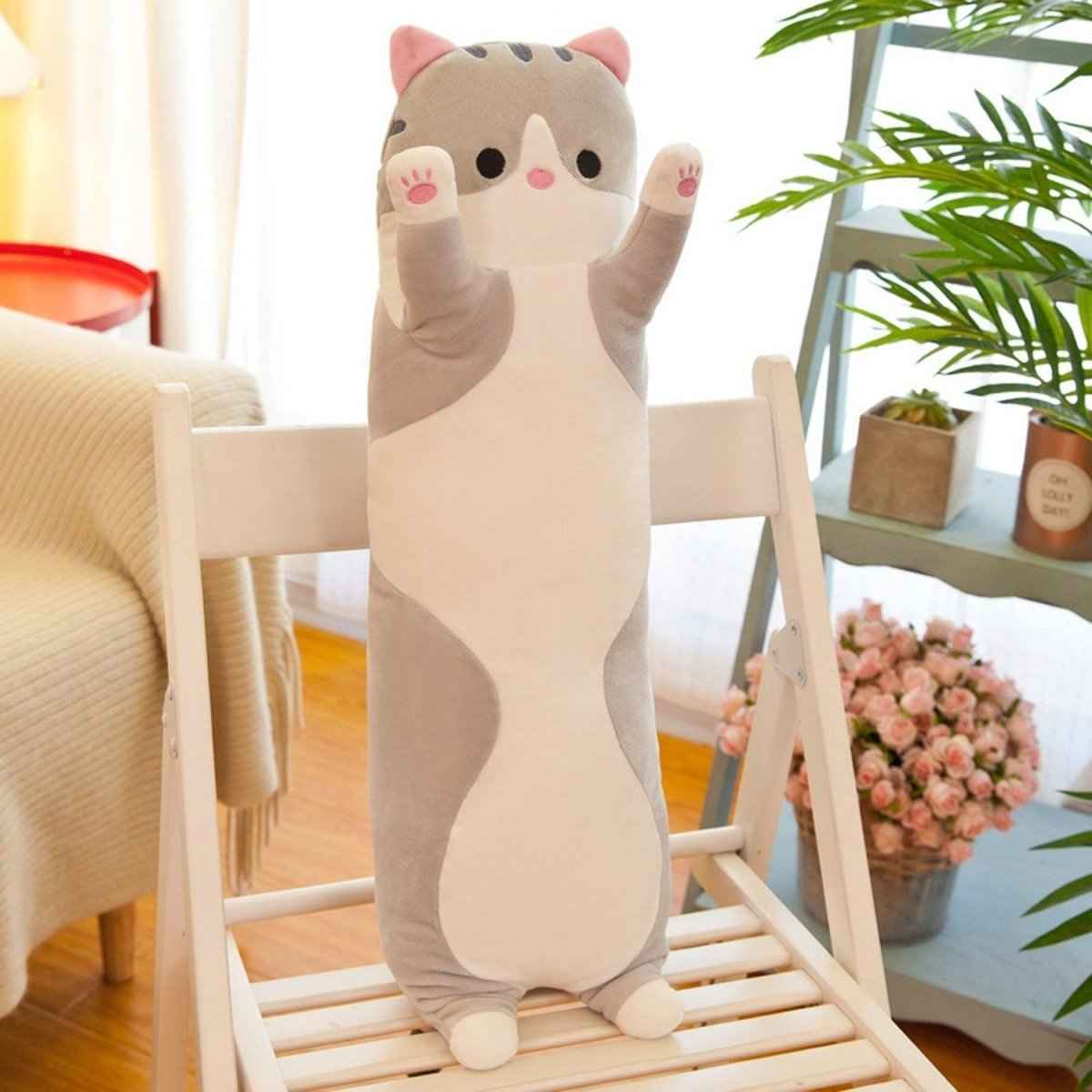 Long Cat Plush Pillow 26 Inch Soft Stuffed Animal