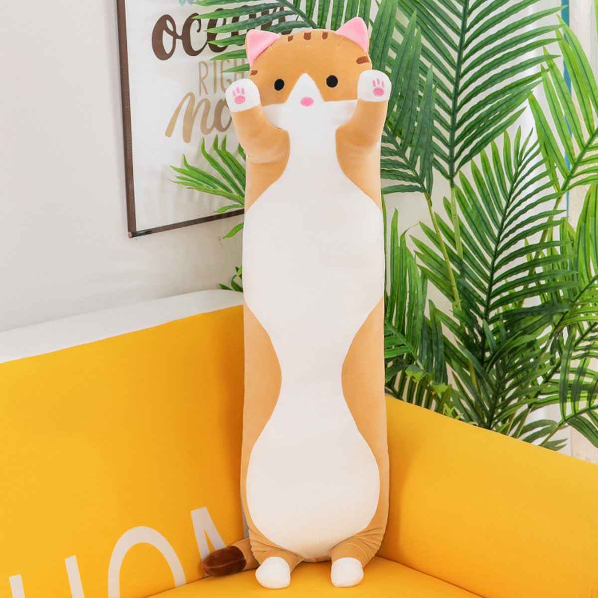 Long Cat Plush Pillow 26 Inch Soft Stuffed Animal