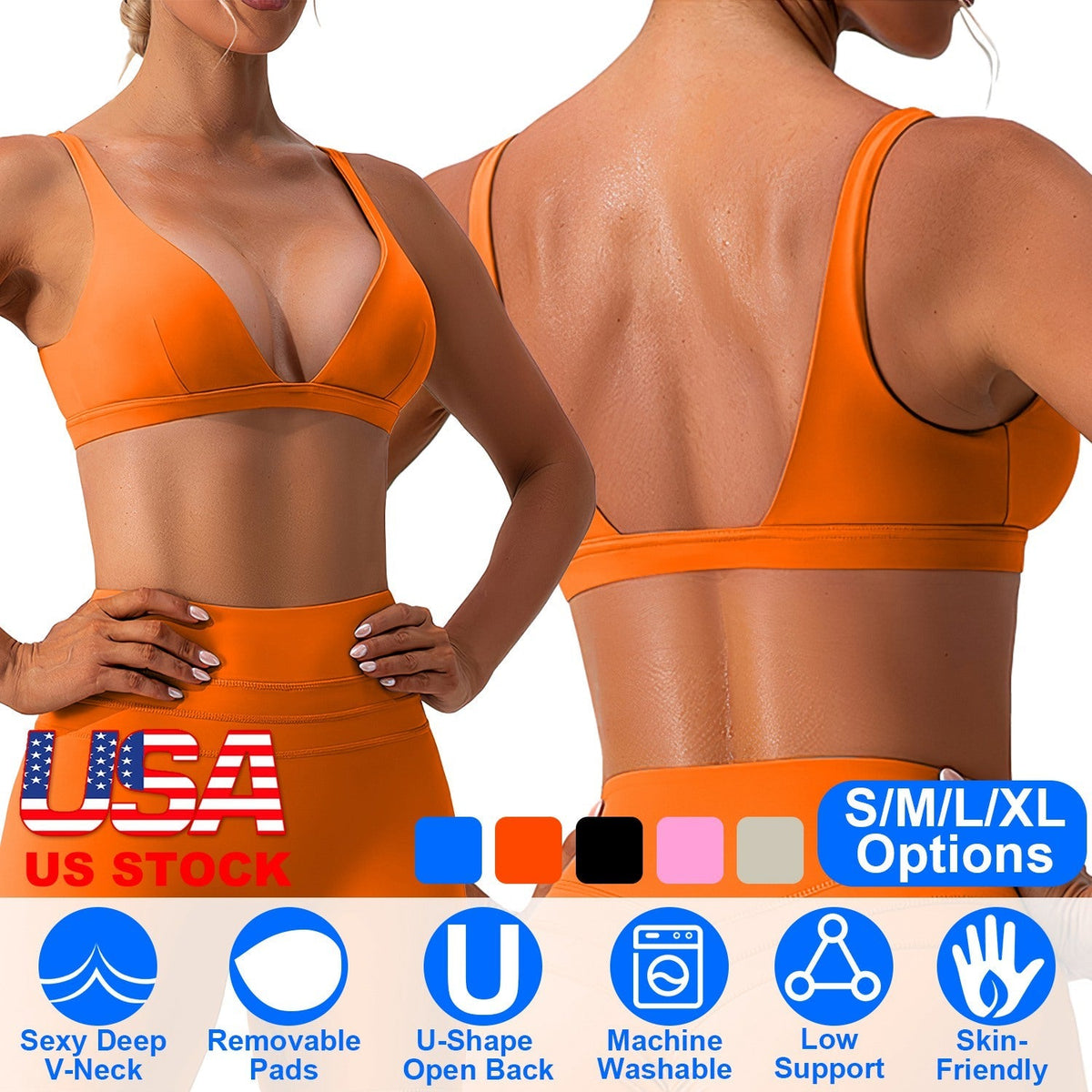 Women Deep V-Neck Sports Bras