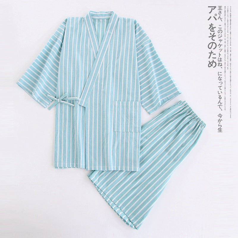Thin Striped Cotton Washed Unisex Pajamas