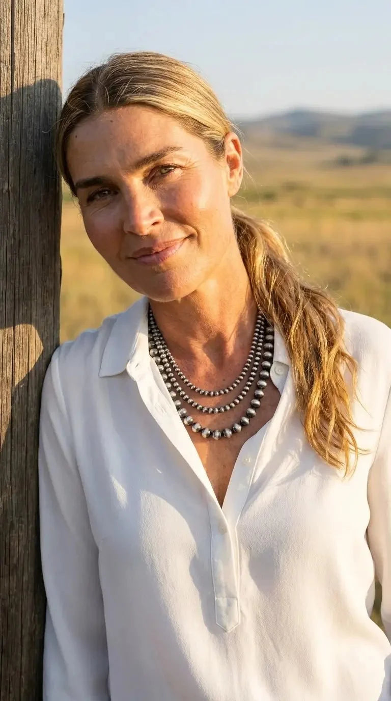 Desert Dreamer 3-Strand Western Faux Sterling Pearl Necklace