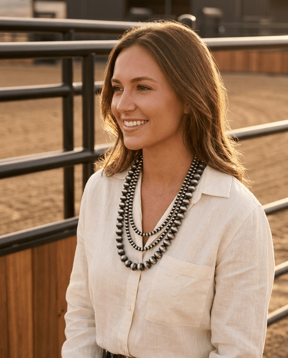 Desert Dreamer 3-Strand Western Faux Sterling Pearl Necklace