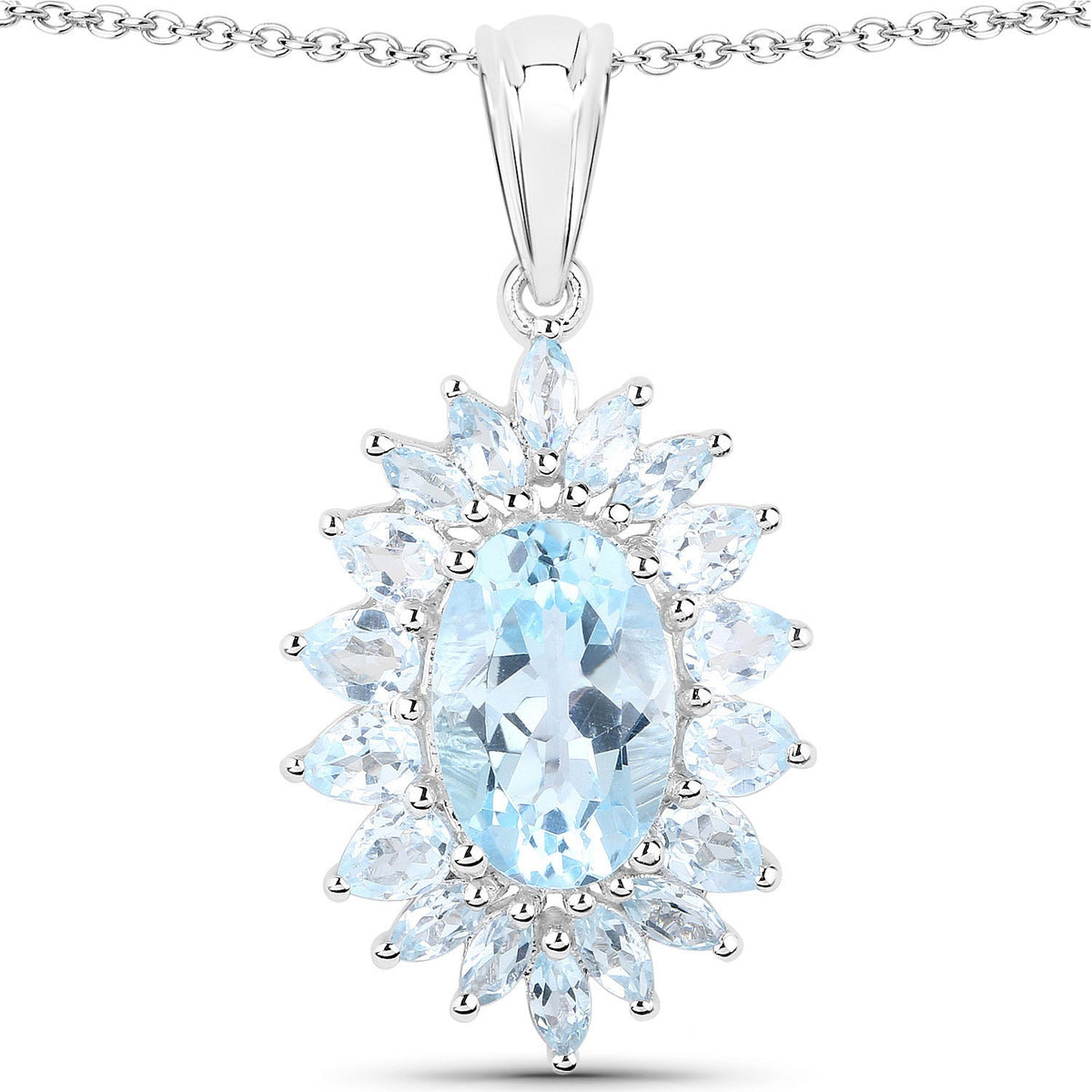 Genuine Blue Topaz & Sterling Silver 3 Piece Jewelry Set
