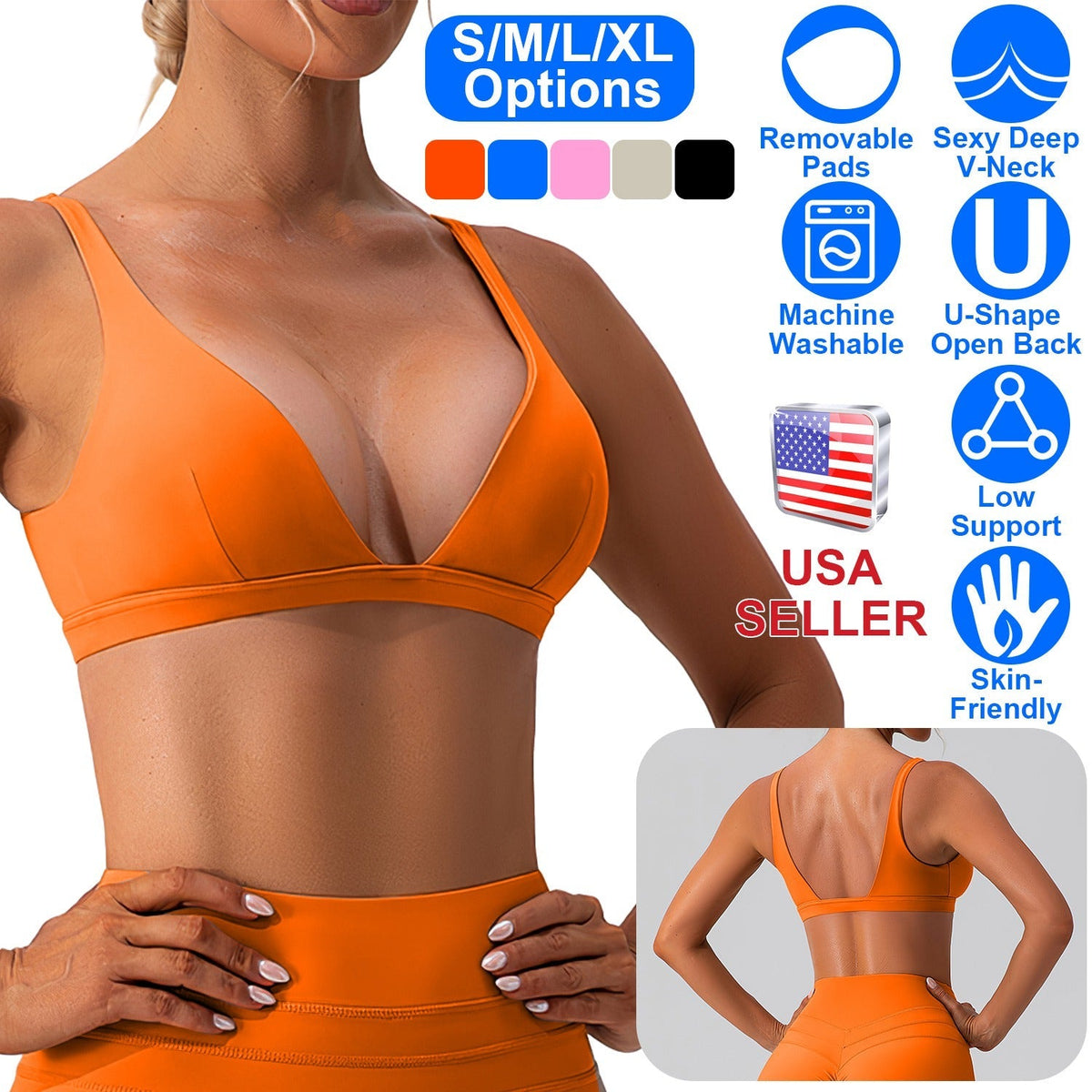Women Deep V-Neck Sports Bras