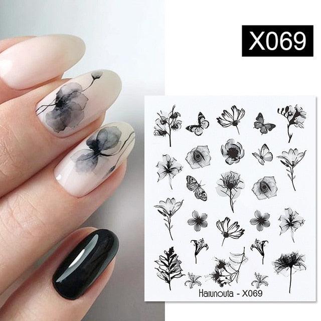 Embossed Nails Sticker 3D Flower Leaves Slider Water Transfer Nail Decals for Nail Art Transfer Sticker  3D Wave Design Decoration for Women Girls Art Stickers Decal Decoration Metallic Curve Strip Line Nail Decor
