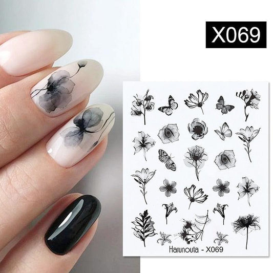 Embossed Nails Sticker 3D Flower Leaves Slider Water Transfer Nail Decals for Nail Art Transfer Sticker  3D Wave Design Decoration for Women Girls Art Stickers Decal Decoration Metallic Curve Strip Line Nail Decor