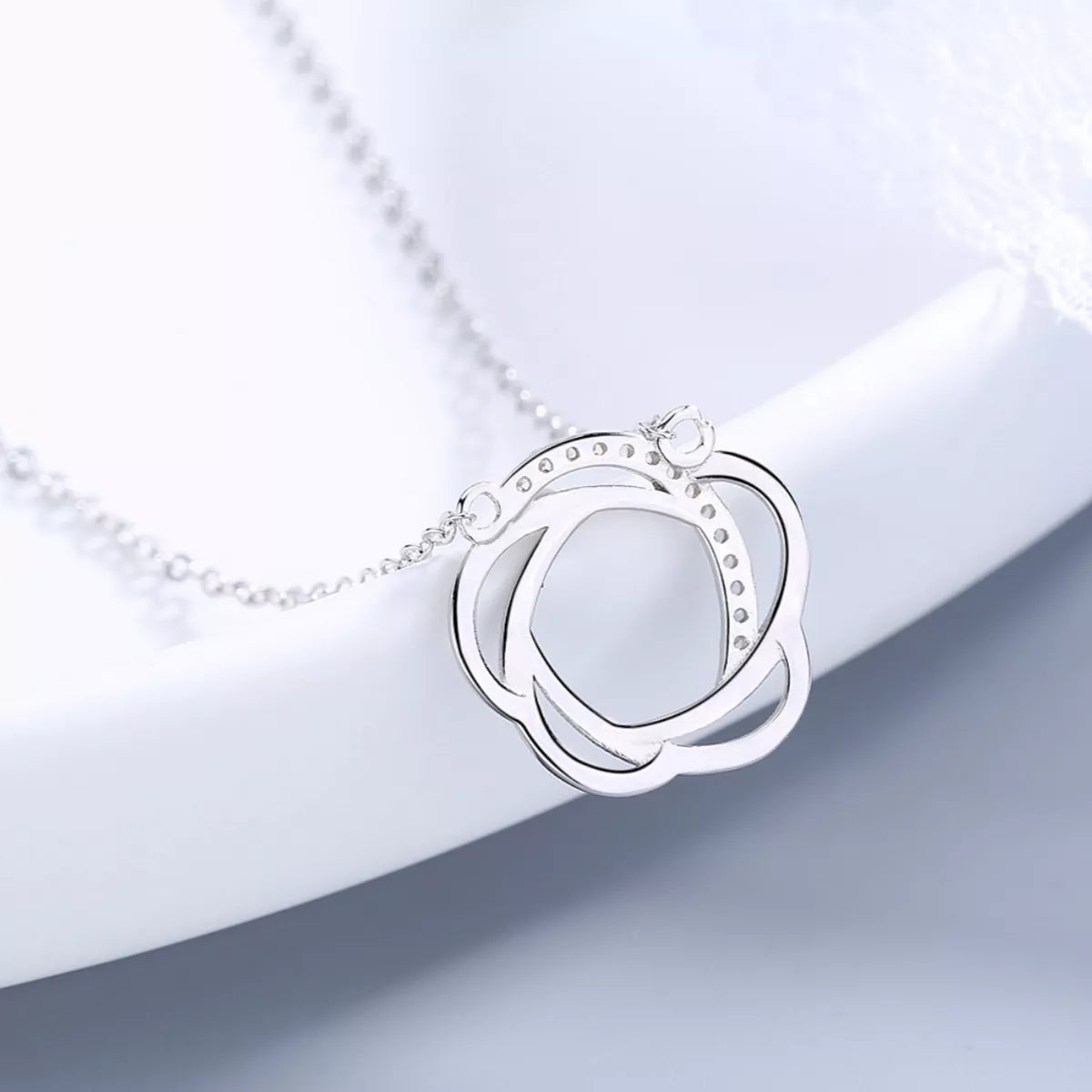 Sterling Silver Zircon Pendant Necklace