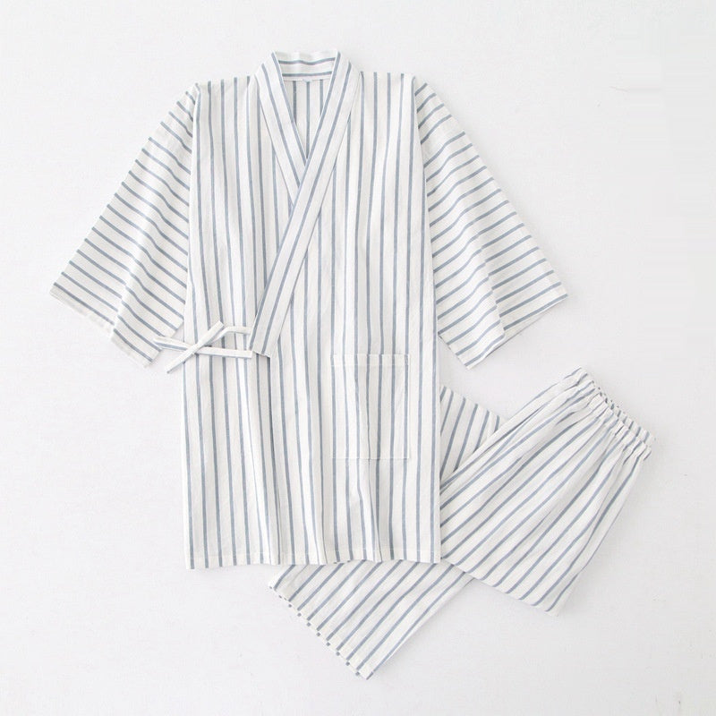 Thin Striped Cotton Washed Unisex Pajamas