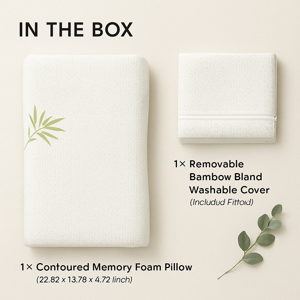 Bamboo Memory Foam Sleep Pillow Contoured Cervical Pillow
