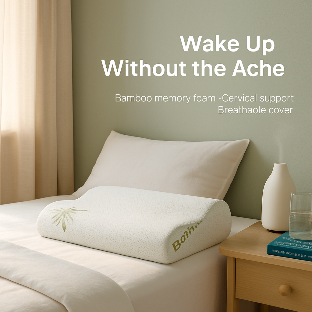 Bamboo Memory Foam Sleep Pillow Contoured Cervical Pillow