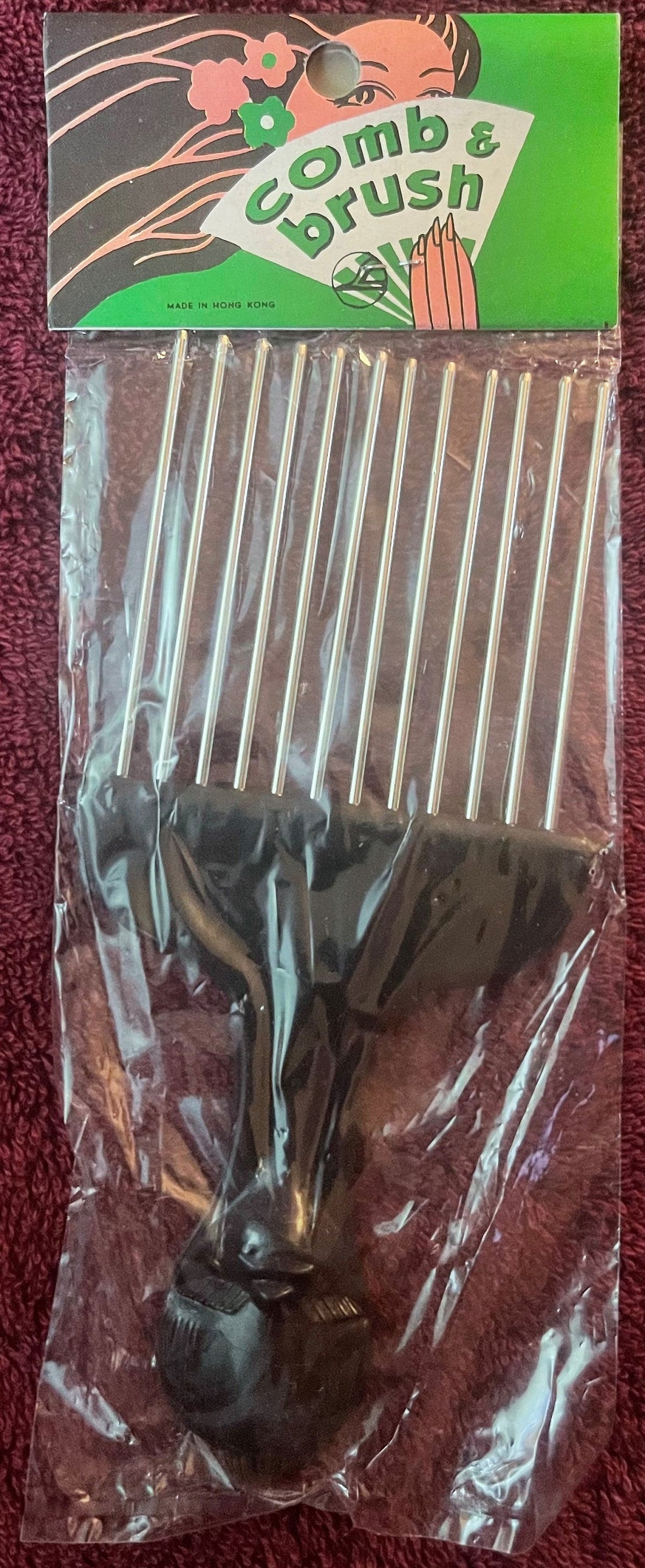 Vintage 1960s Metal Hair Pick Comb & Brush