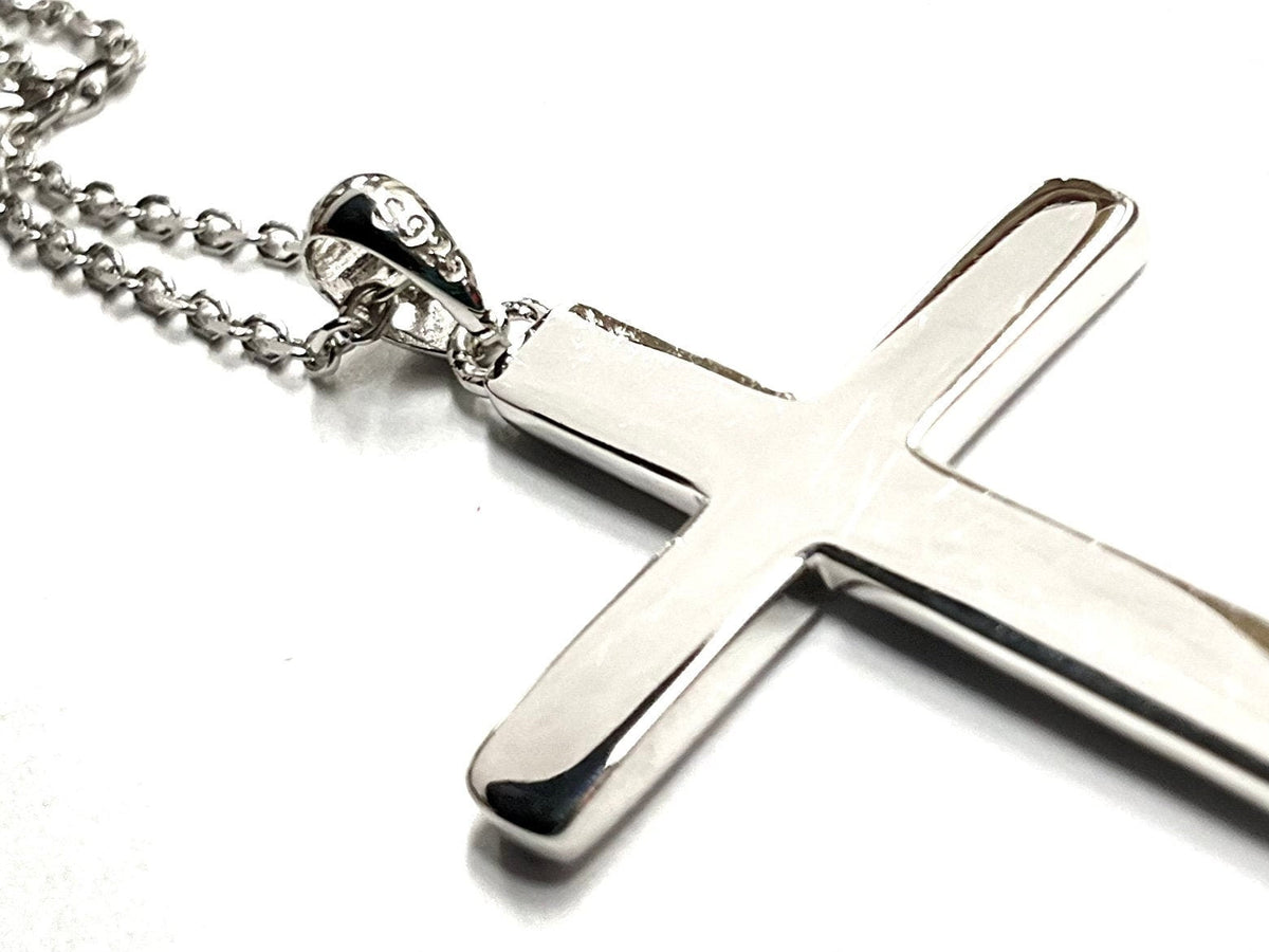 Solid Sterling Silver Hammered Cross Necklace Pendant