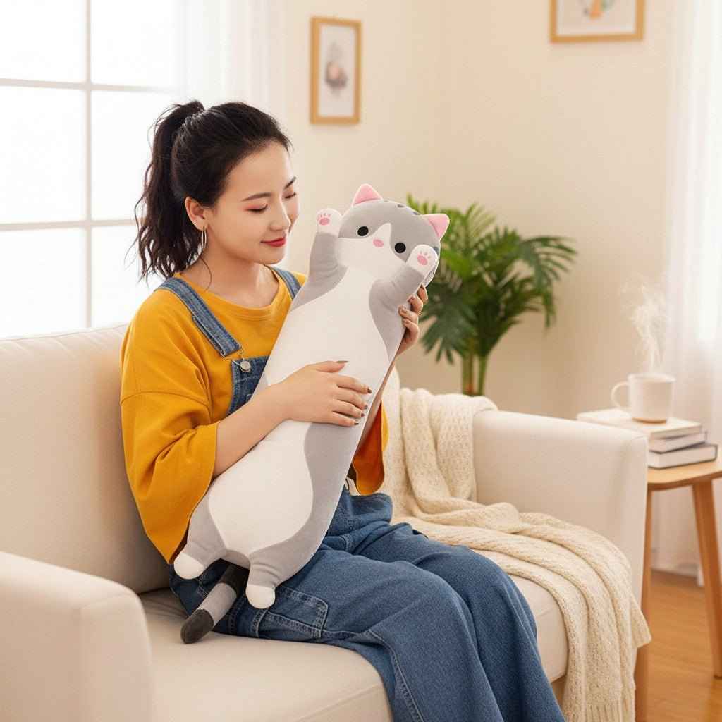 Long Cat Plush Pillow 26 Inch Soft Stuffed Animal