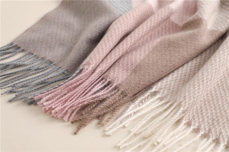 Long Plaid Cashmere Scarf