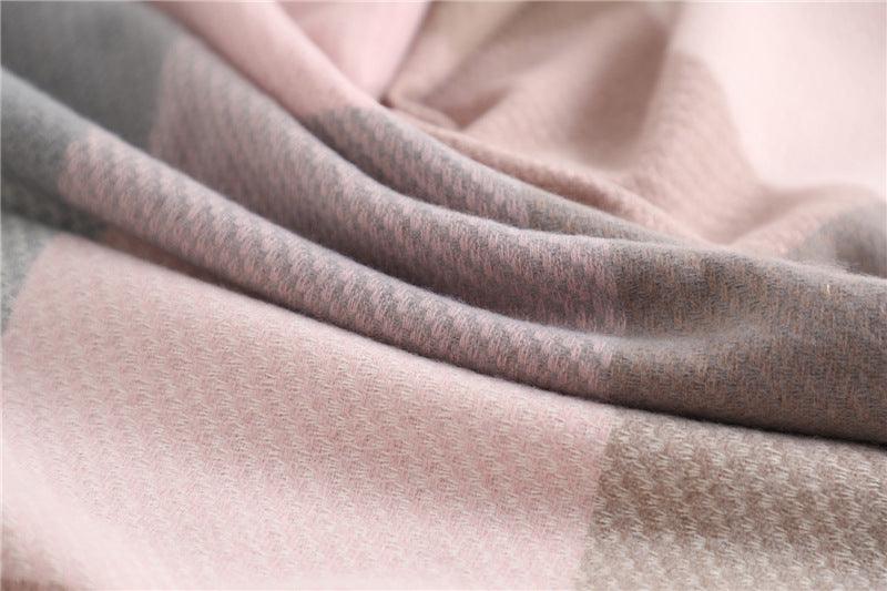 Long Plaid Cashmere Scarf