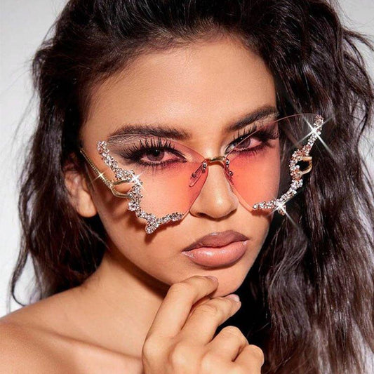Large Frame High-end Diamond-encrusted Butterfly Anti-UV Sunglasses