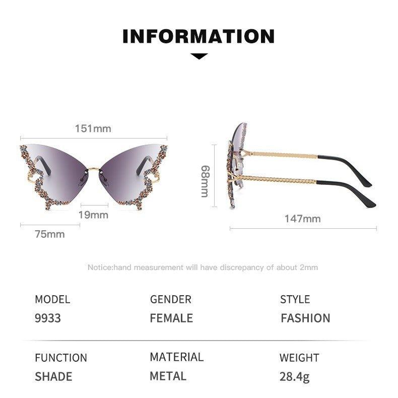 Large Frame High-end Diamond-encrusted Butterfly Anti-UV Sunglasses