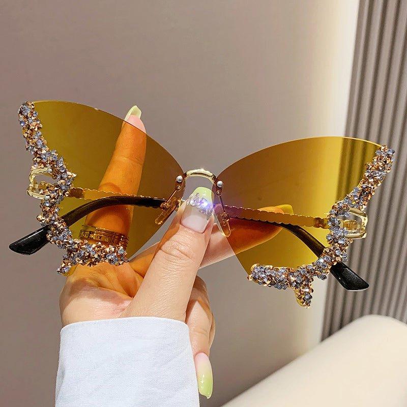 Large Frame High-end Diamond-encrusted Butterfly Anti-UV Sunglasses