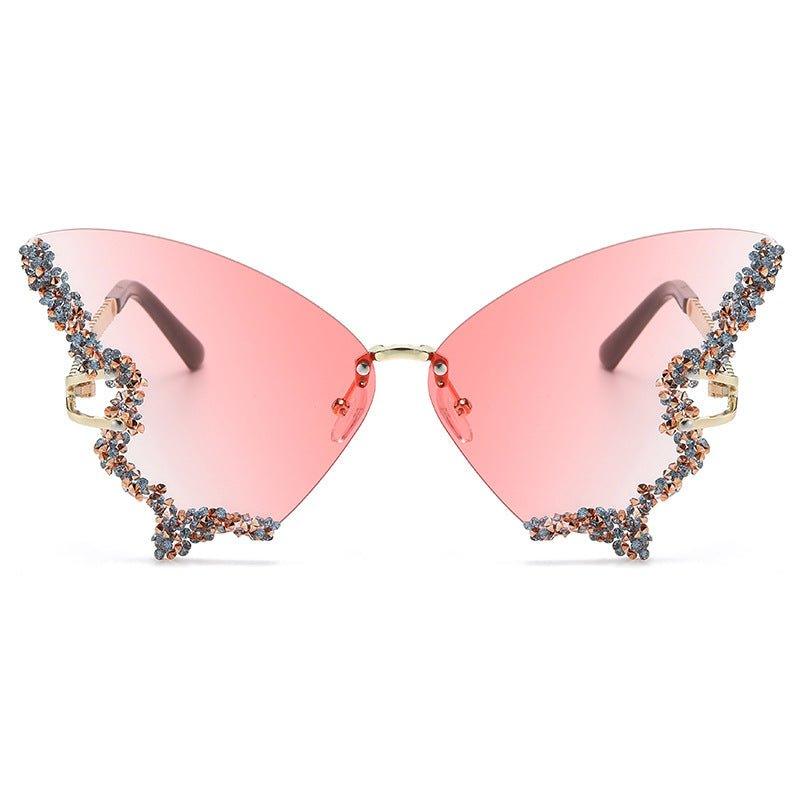 Large Frame High-end Diamond-encrusted Butterfly Anti-UV Sunglasses